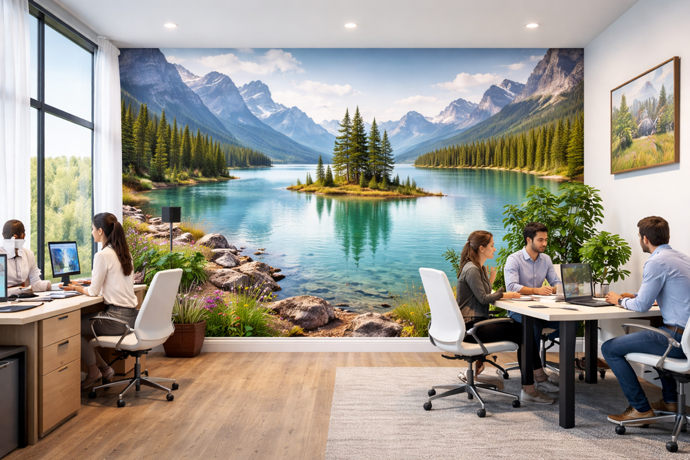 Personalized wall murals and decals in an interior space