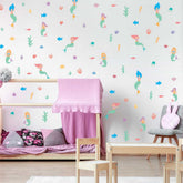 Mermaid Pattern Wall Decal on wall
