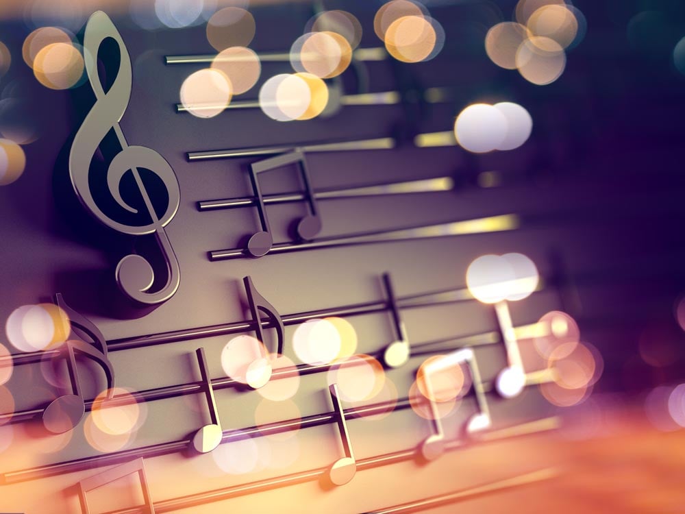 3D Musical Symbols Wall Mural