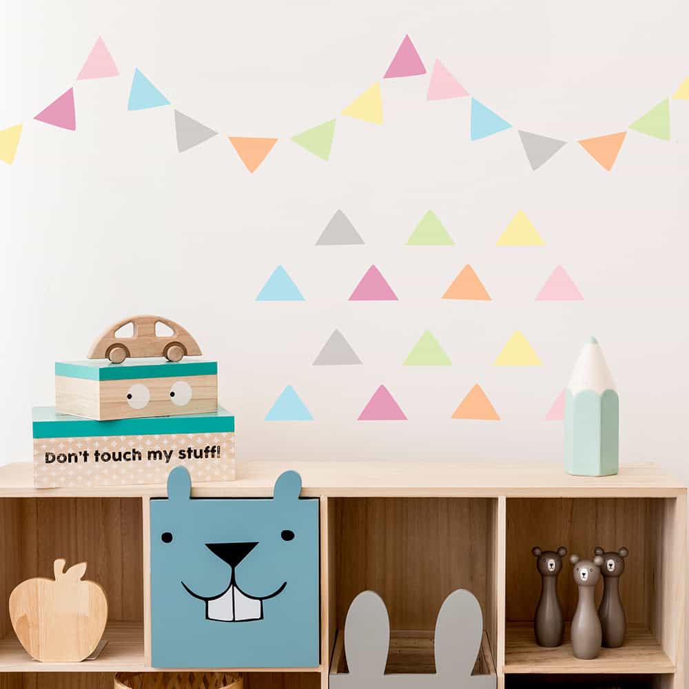 Pastel Party Flags Wall Decal on wall