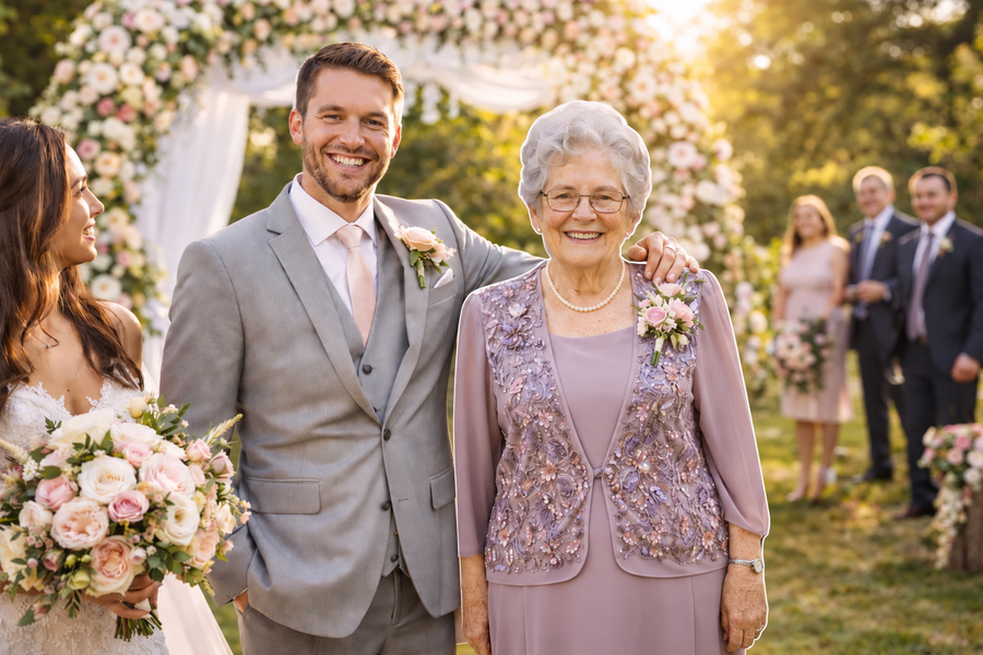 Custom standee celebrating a loved one at a wedding