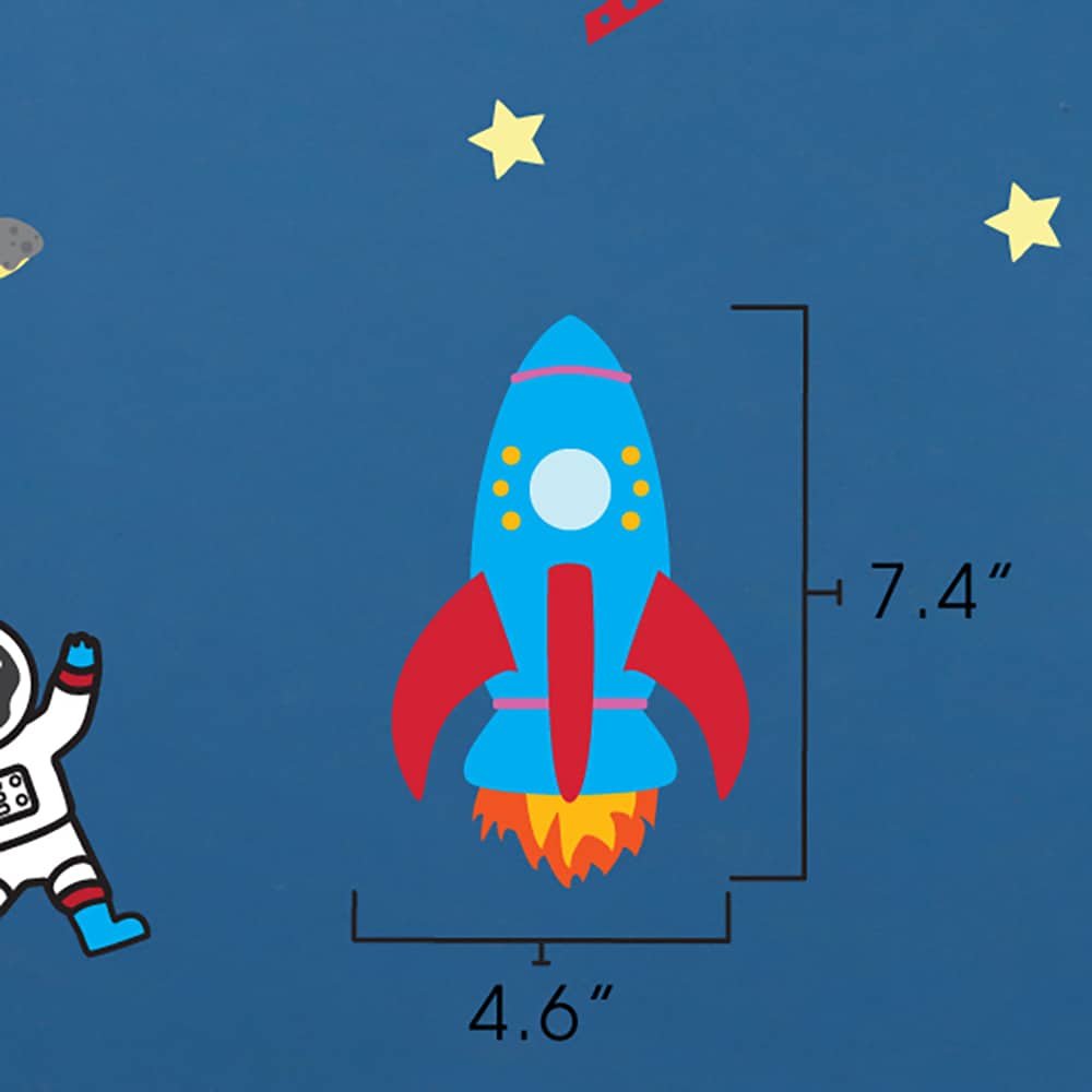 Alien Astronaut Party Pattern Wall Decal dimensions
