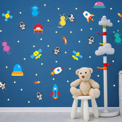 Alien Astronaut Party Pattern Wall Decal on wall