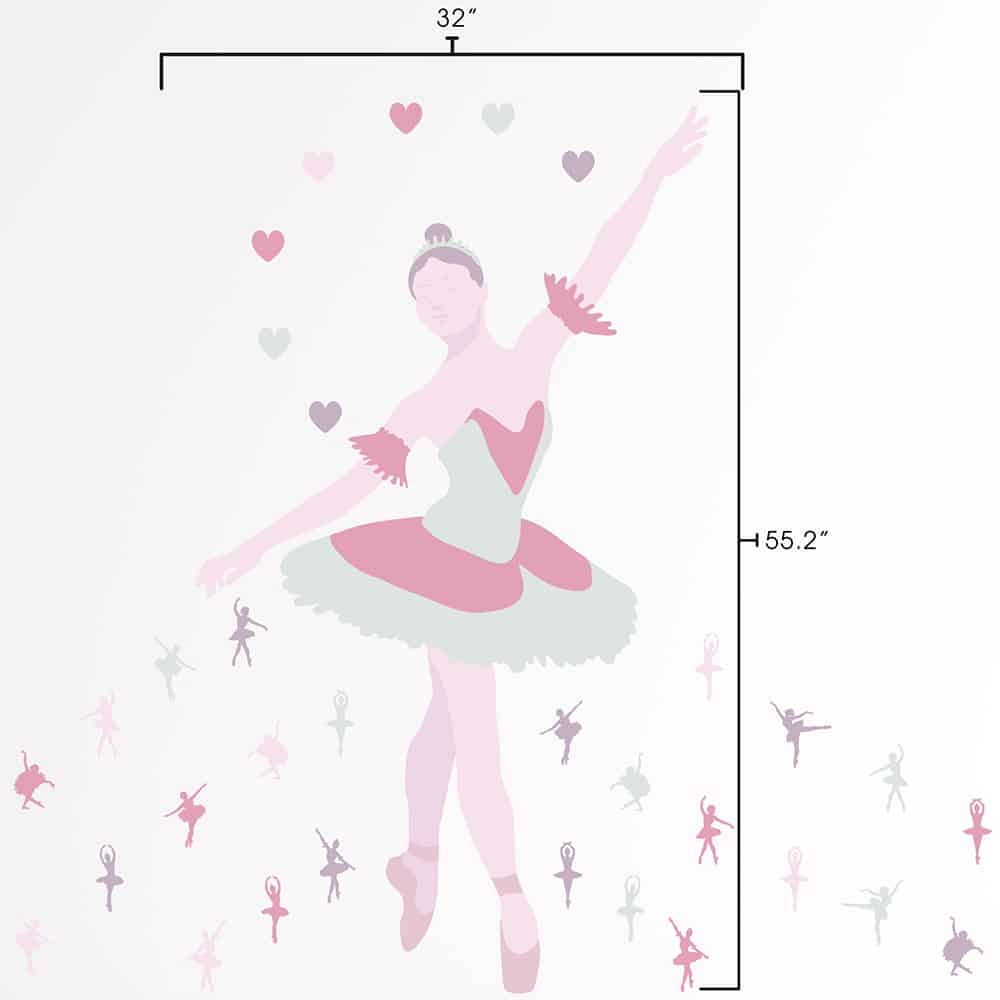 Ballerina Wall Decal dimensions