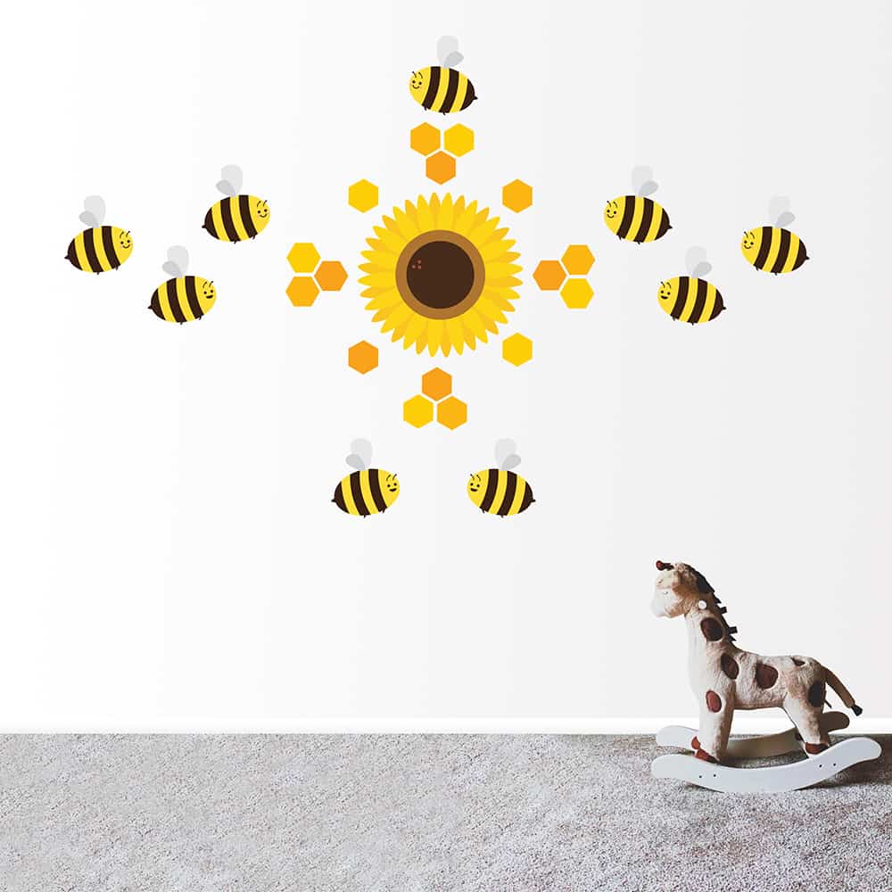 Bee Pattern Wall Decal on wall