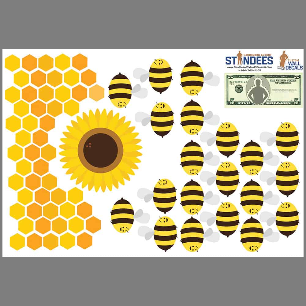 Bee Pattern Wall Decal print layout