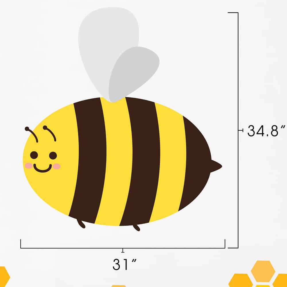 Bee Single Pattern Wall Decal dimensions