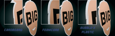 Comparison of material options for custom BigHead cutouts