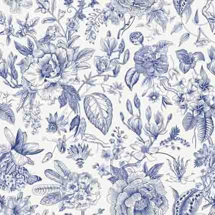Blue and White Flowers Wall Mural
