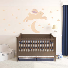 Bunny and Moon Wall Decal on wall