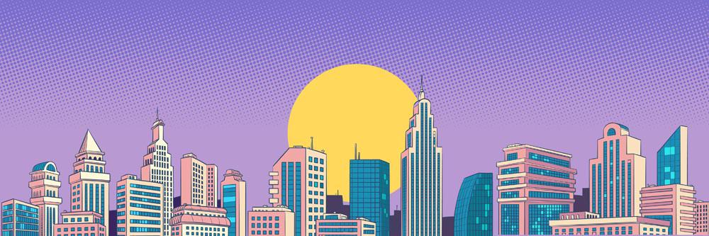 Cartoon Skyline Wall Decal