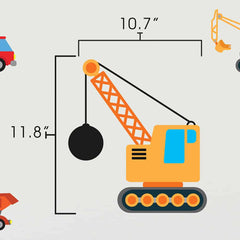 Construction Trucks Wall Decal dimensions