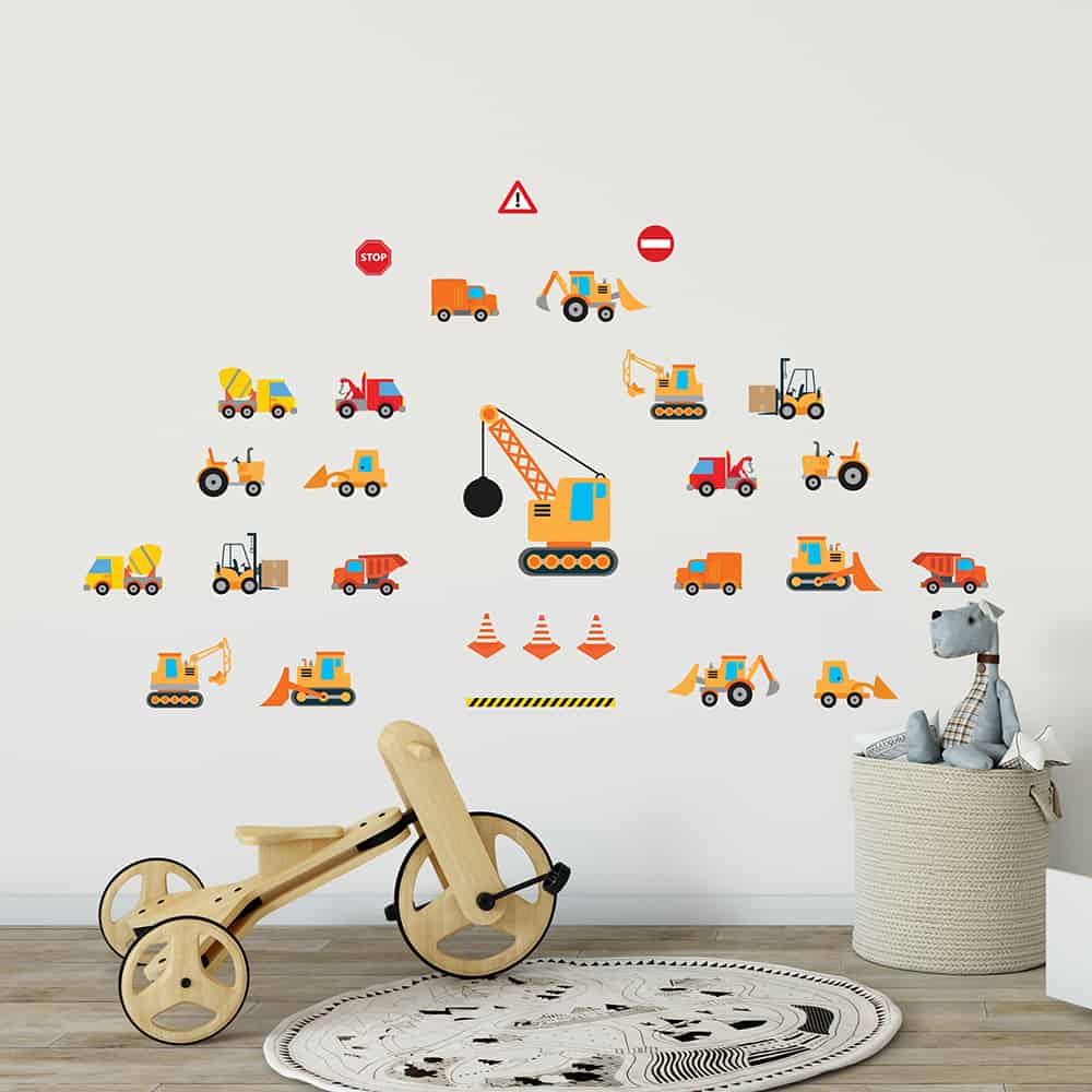 Construction Trucks Wall Decal on wall