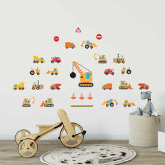 Construction Trucks Wall Decal on wall