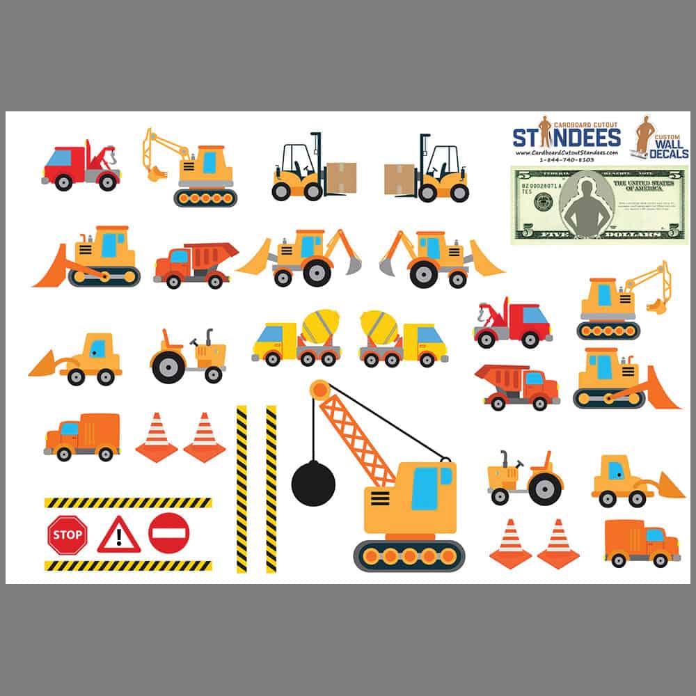 Construction Trucks Wall Decal print layout
