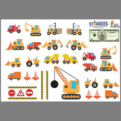 Construction Trucks Wall Decal print layout