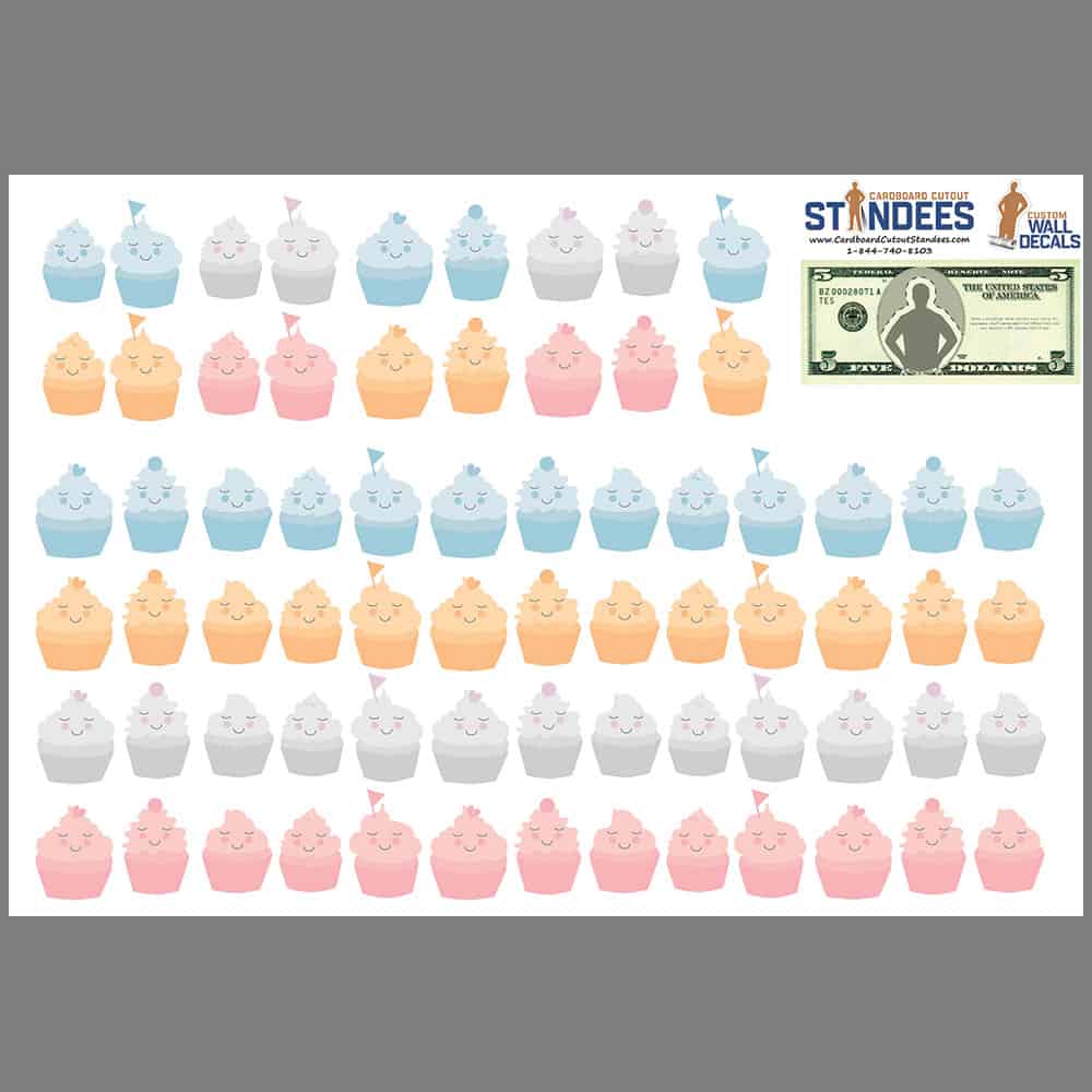 Cute Cupcakes Pattern Wall Decal print layout