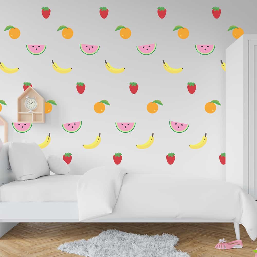 Cute Fruit Pattern Wall Decal on wall