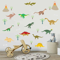 Dinosaurs and Landscape Wall Decal on wall