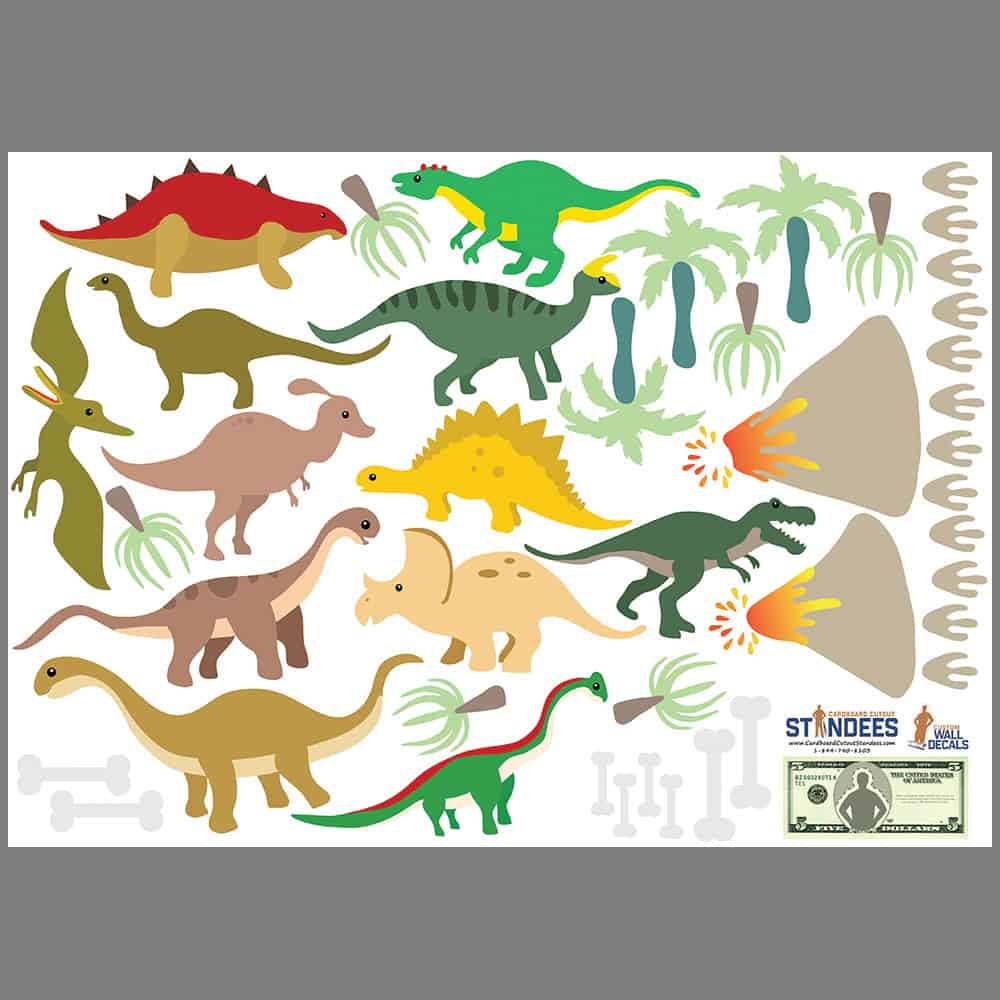 Dinosaurs and Landscape Wall Decal print layout