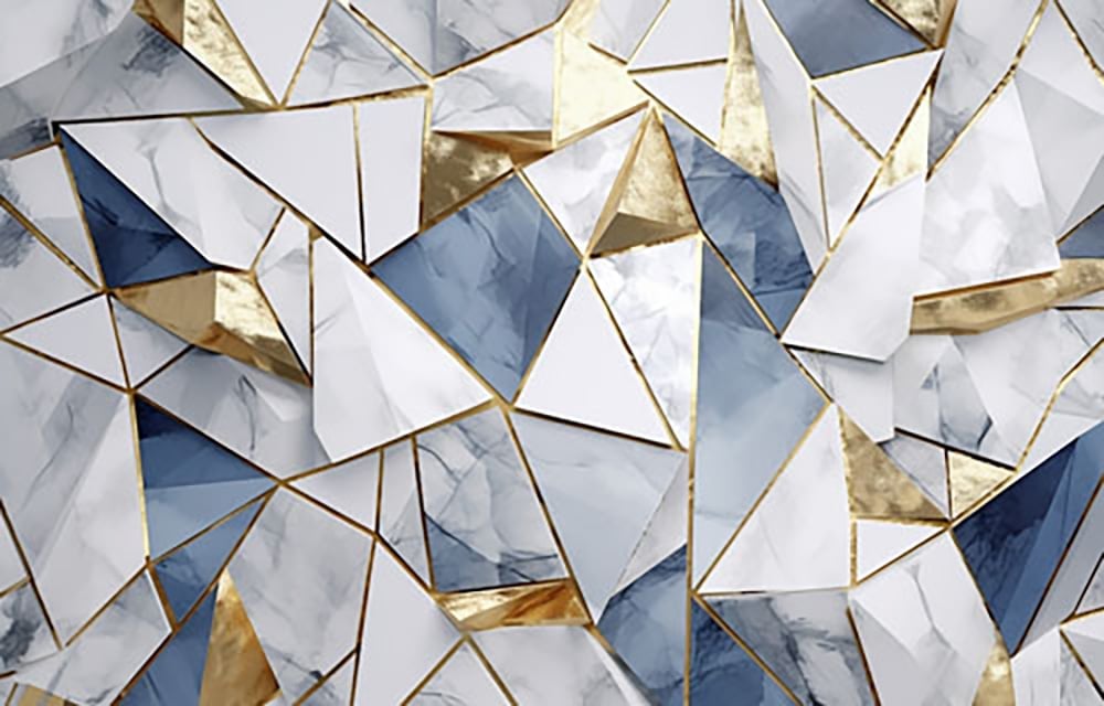 Golden Abstract Triangles Wall Mural