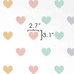 Hearts Hipster Pastel Wall Decal dimensions