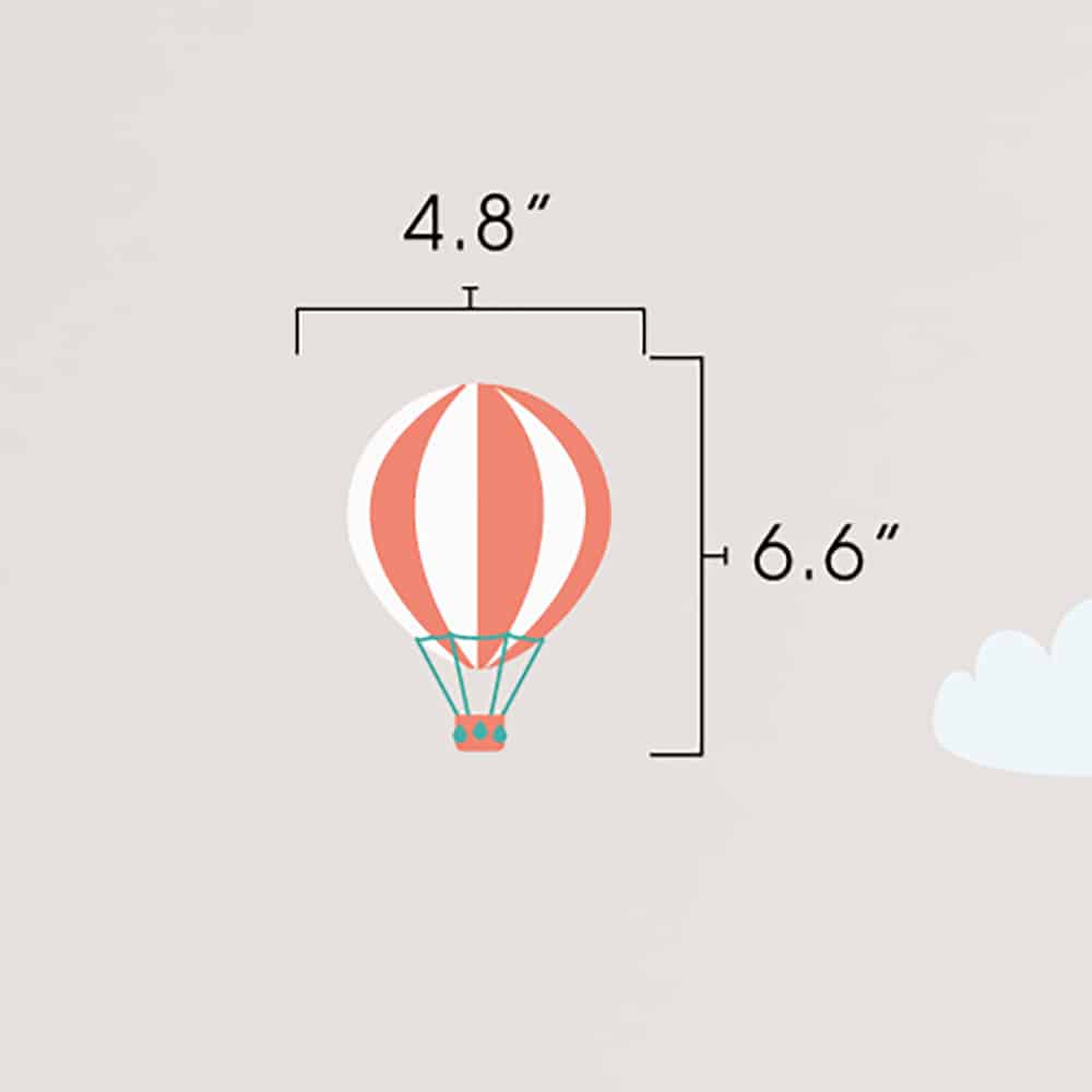 Hot Air Balloon Pattern Wall Decal dimensions