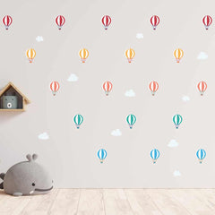 Hot Air Balloon Pattern Wall Decal on wall