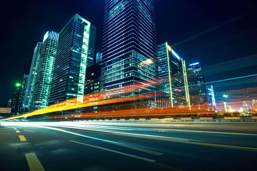 Illuminated Buildings Wall Mural