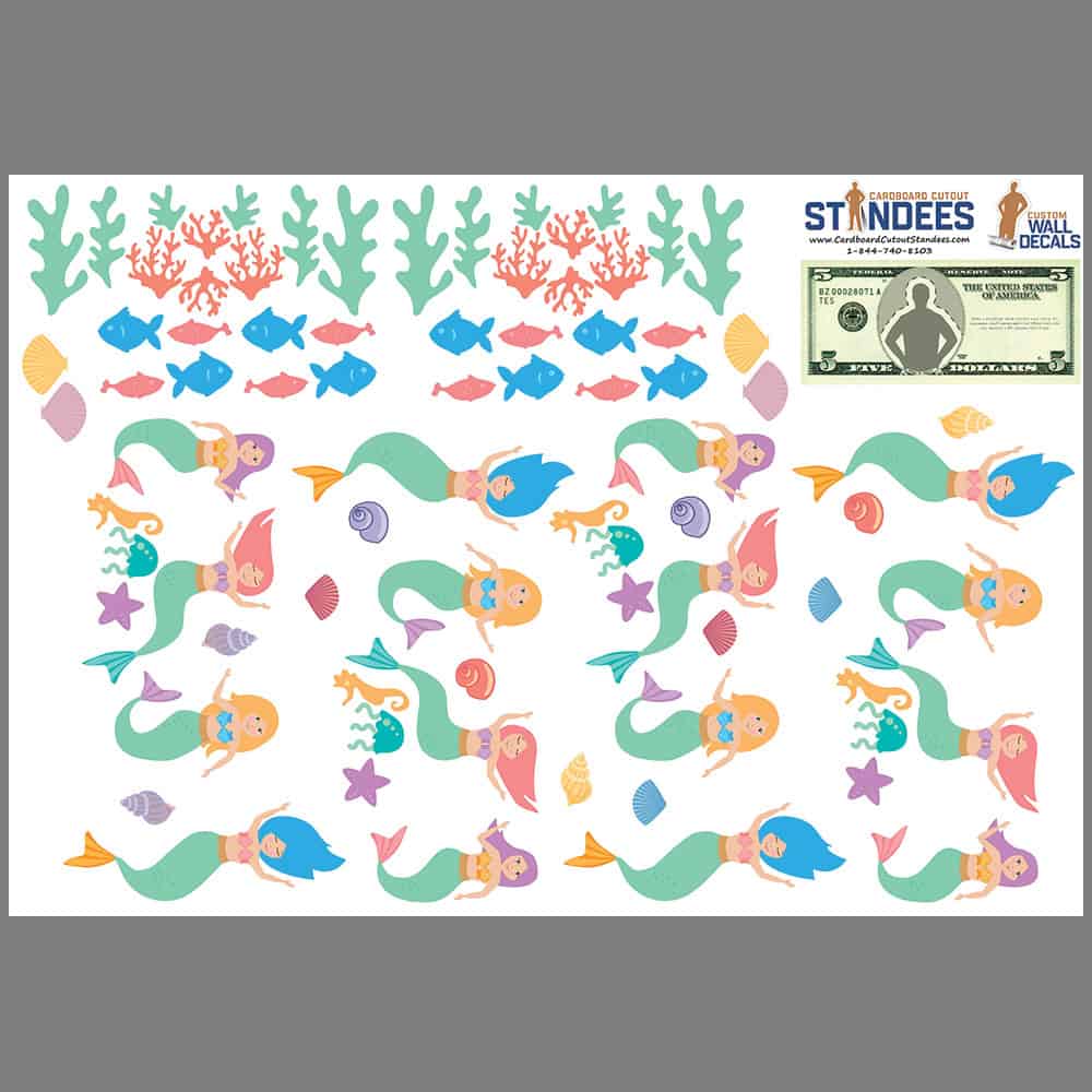 Mermaid Pattern Wall Decal print layout