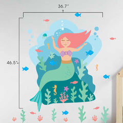 Mermaid Single Wall Decal dimensions