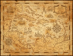 Old-Style Caribbean Map Wall Mural