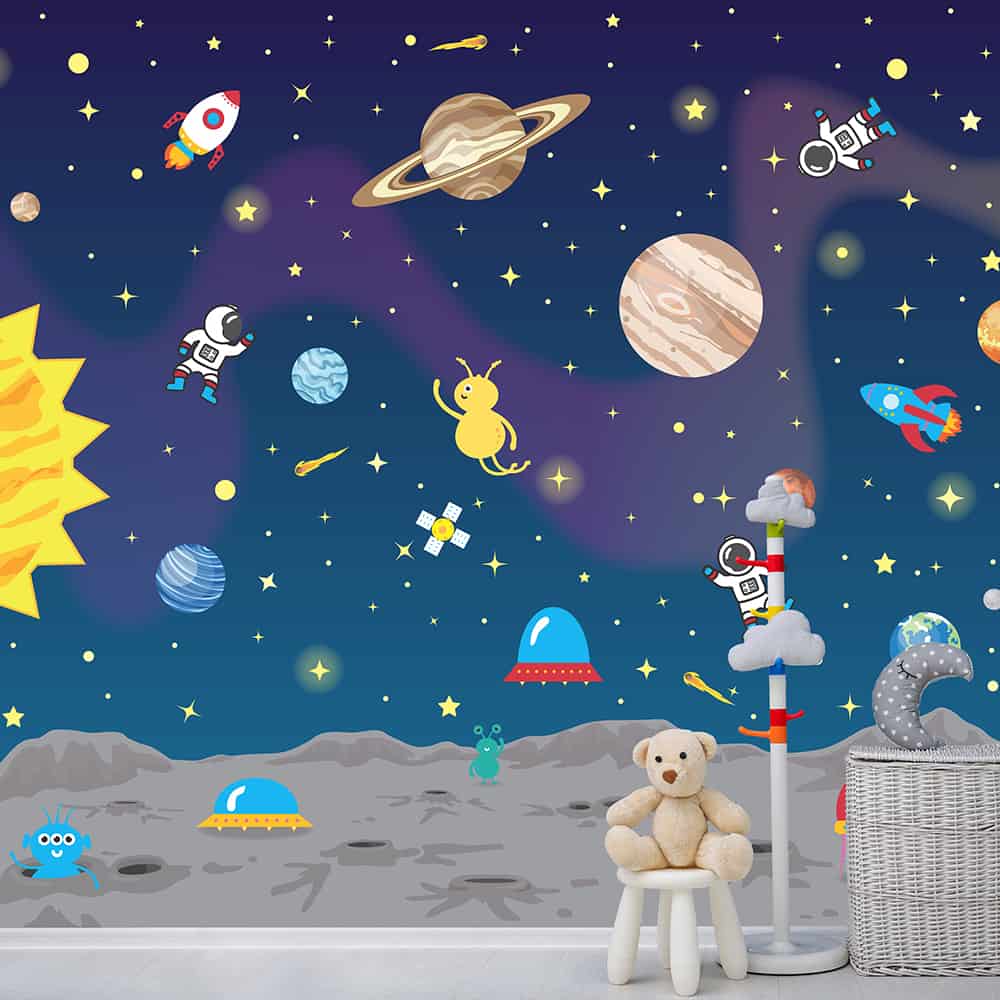 Outer Space Wall Mural on wall
