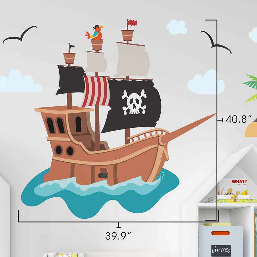 Pirate Ship Wall Decal dimensions