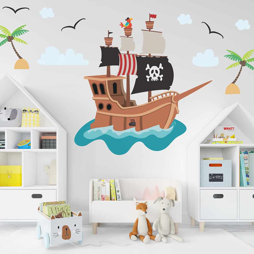 Pirate Ship Wall Decal on wall