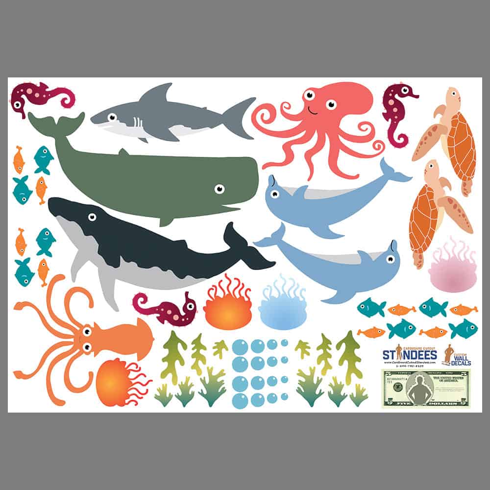 Sea Creatures Wall Decal print layout