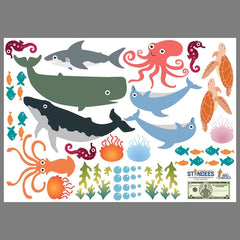 Sea Creatures Wall Decal print layout