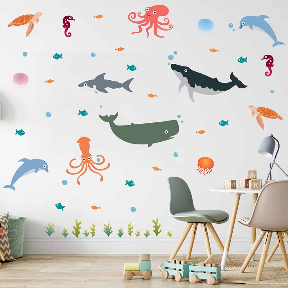 Sea Creatures Wall Decal on wall