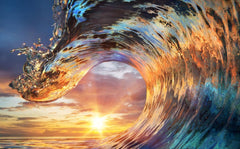 Sunset Waves Wall Mural