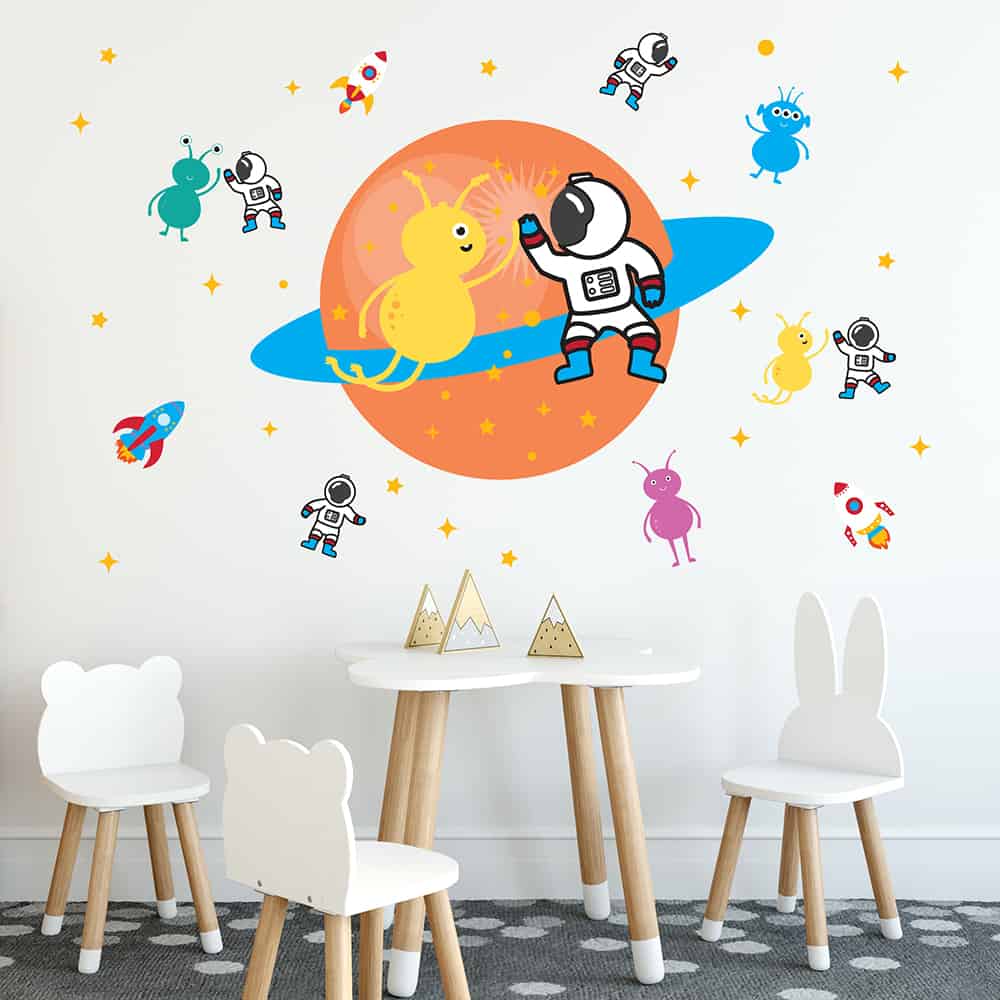 Alien Astronaut Party Wall Decal on wall
