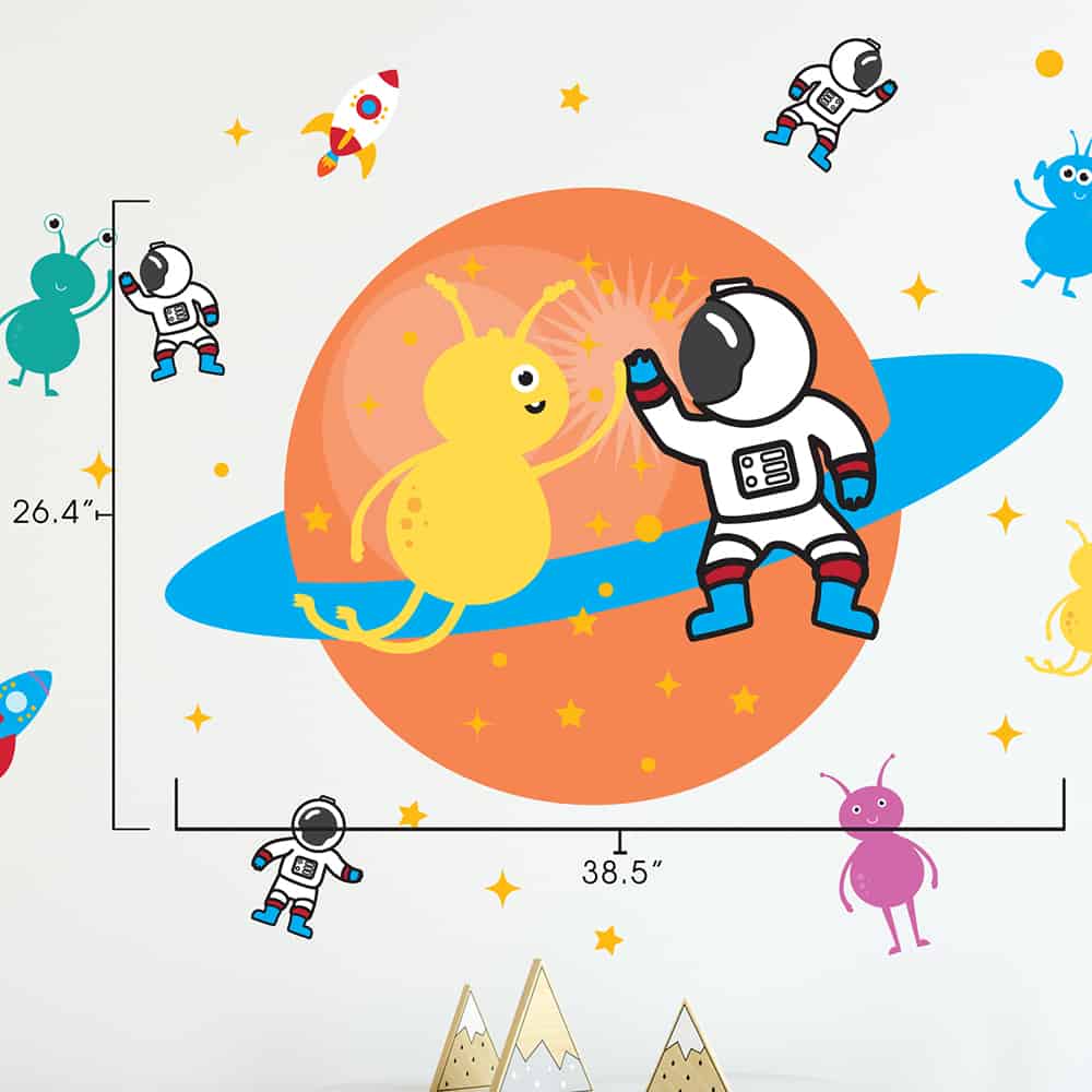 Alien Astronaut Party Wall Decal dimensions