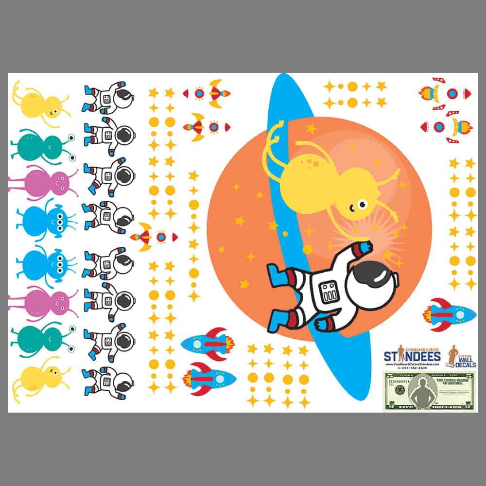 Alien Astronaut Party Wall Decal print layout