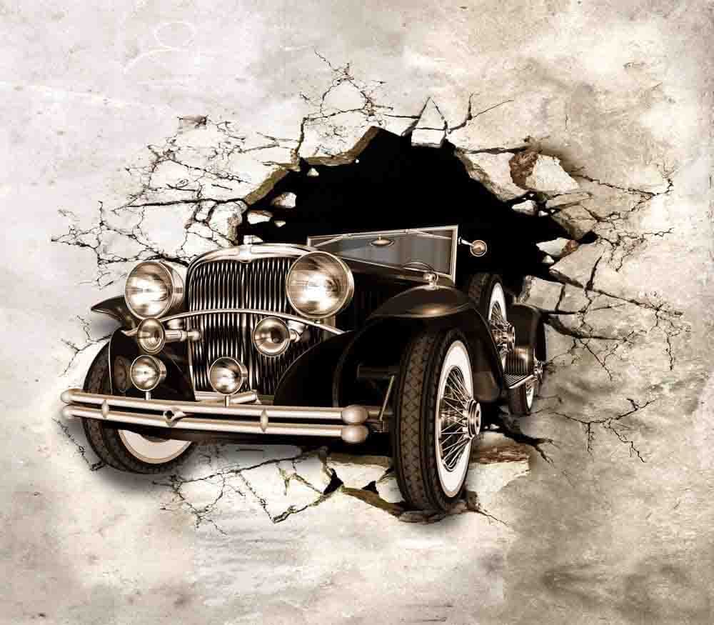 Vintage Car Breakthrough Wall Mural