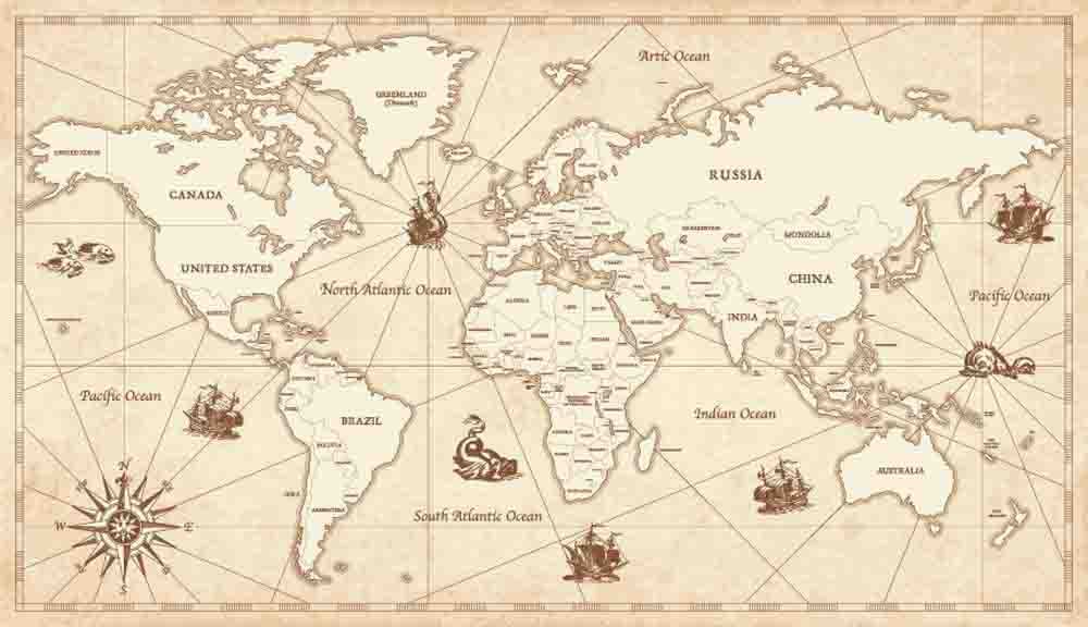 Vintage World Map Wall Mural